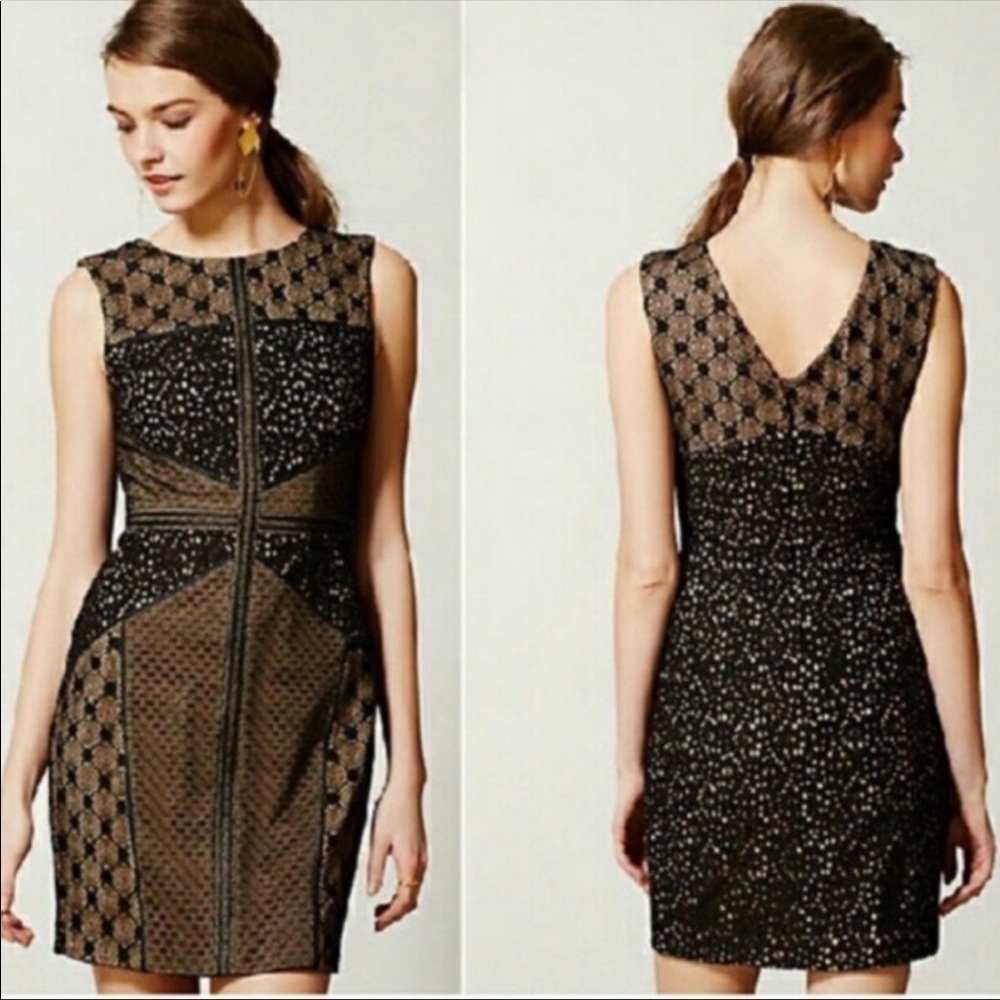 NWT Anthro  Heartloom Topography Black Dress L